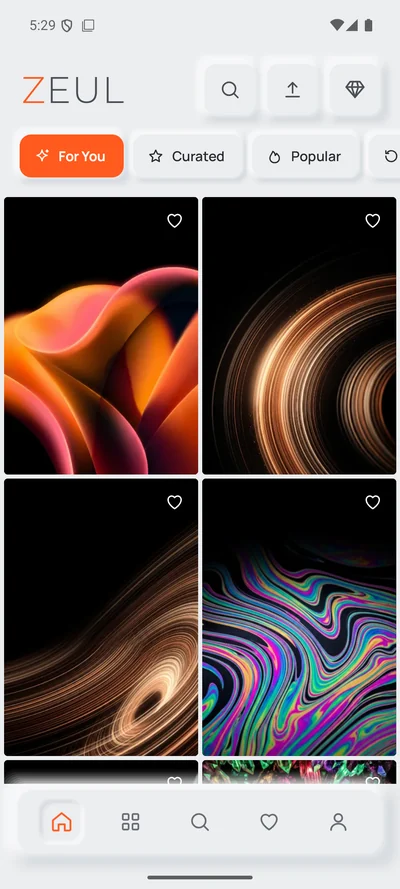 Zeul home feed in the light theme
