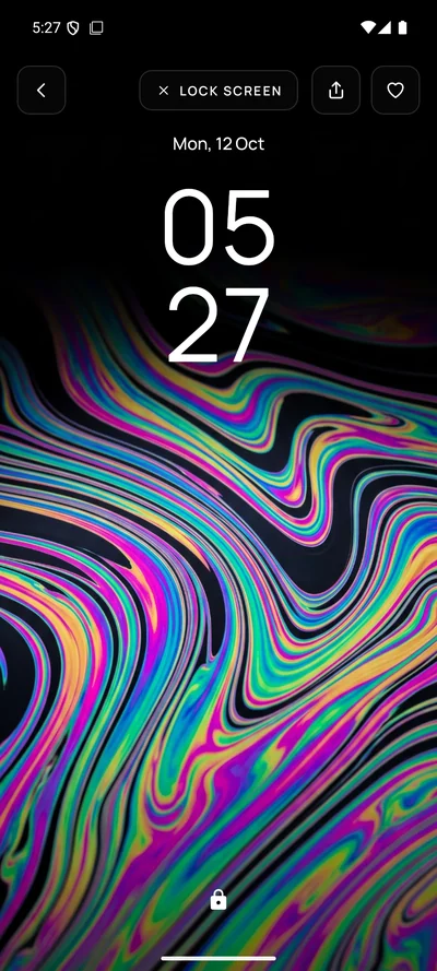 Lock screen preview of a wallpaper with the clock